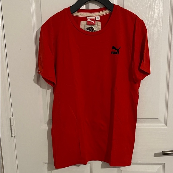 Puma Other - Puma Men's Red V-Neck Short Sleeve Tee 100% Cotton Athletic Sporty Blokecore